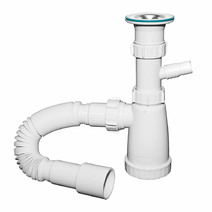 BG10145W Сифон 1 1/2*40 для моек с гофр.трубой 40*40х50 (1450 мм.) и отв. д/стир.машин ИНКОПЛАСТ