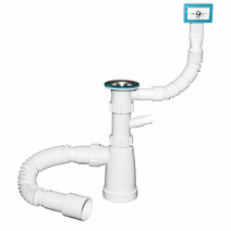 BG2280W Сифон 1 1/2*40 для моек с переливом, гофр.трубой 40*40х50 (800мм.) и отв. д/стир.машин ИНКОПЛАСТ