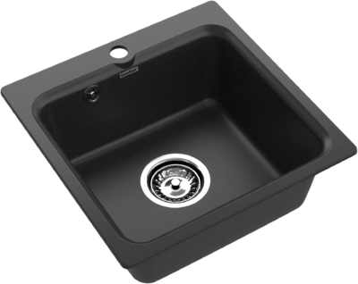 Мойки GRANFEST SMART SM430 (мрамор) 1-чаша 432х432мм ЧЕРНЫЙ (без сифона)