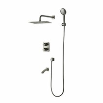 LM3742GM Bronx Смеситель термостатический для ванны и душа, встраиваемый, с доп. 3-ф. лейкой, графит LEMARK