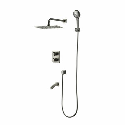 LM3742GM Bronx Смеситель термостатический для ванны и душа, встраиваемый, с доп. 3-ф. лейкой, графит LEMARK