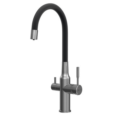 LM5083GMN-Black Expert Смеситель для кухни, с гибким изливом, с подключением к фильтру питьевой воды, графит нано/черный LEMARK