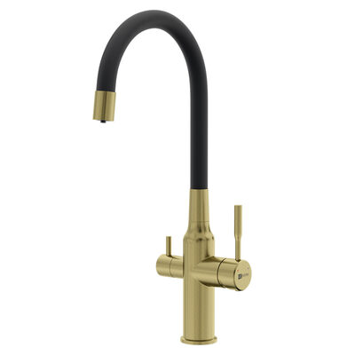 LM5083LGN-Black Expert Смеситель для кухни, с гибким изливом, с подключением к фильтру питьевой воды, светлое золото нано/черный LEMARK