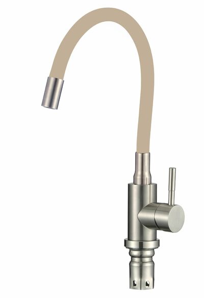 FS26729-12 Смеситель Кухня FMARK с гибким изливом (цвет излива бежевый) шар. d=35, на гайке, Сатин, матовый