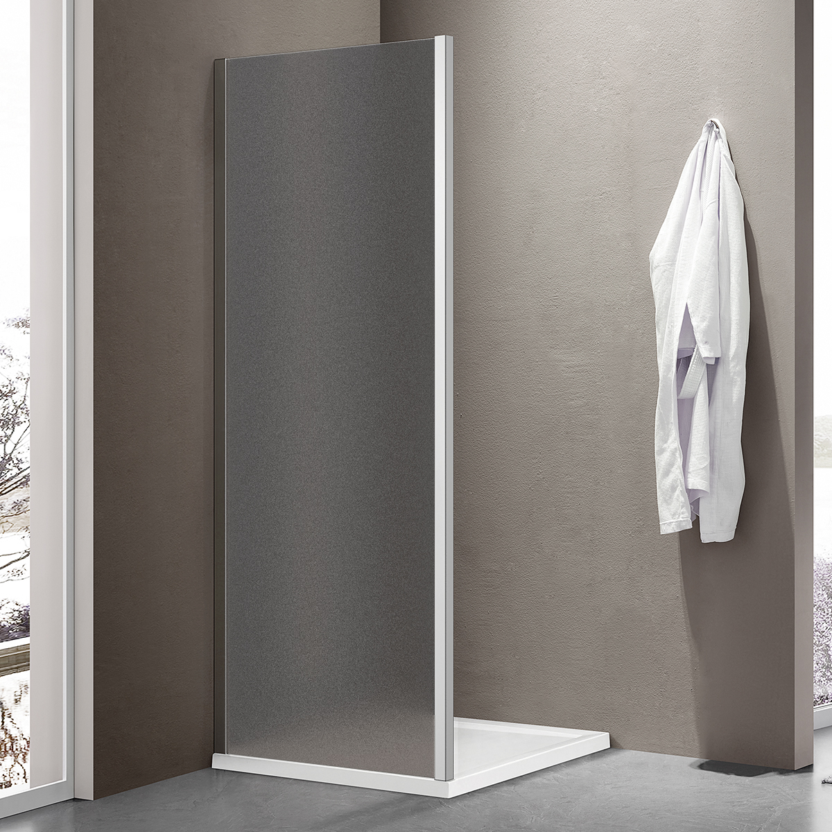 Боковая часть душ. ограждения SANTREK AQUA Iris- SP-700-G-Chrome 700*1850 стекло Грейп 6мм, профиль Хром 