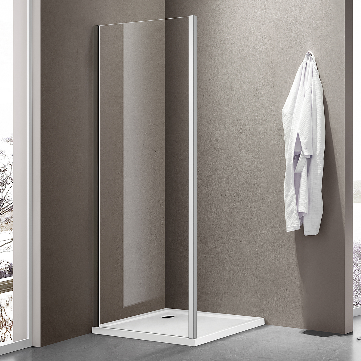 Боковая часть душ. ограждения SANTREK AQUA Iris- SP-700-C-Chrome 700*1850 стекло Прозр 6мм, профиль Хром