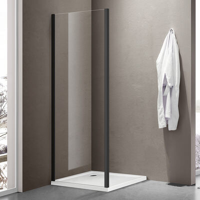 Боковая часть душ. ограждения SANTREK AQUA Iris- SP-700-C-Matt Black 700*1850 стекло прозр 6мм, профиль Черный