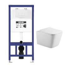  Инсталляция HOLLER MQ102 (комплект 3 в 1) + Унитаз подвесной безободковый HOLLER BLOCK MW,белый матовый  + Клавиша смыва HOLLER MWHV, матовый белый