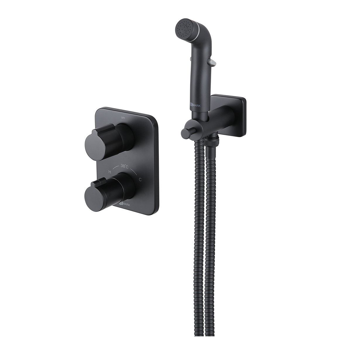 LM3740BL Bronx  Смеситель термостатический с гигиеническим душем, встраиваемый, черный LEMARK
