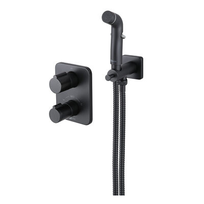 LM3740BL Bronx  Смеситель термостатический с гигиеническим душем, встраиваемый, черный LEMARK