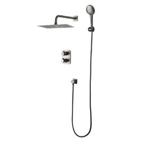 LM3749GM Bronx Смеситель термостатический для ванны и душа, встраиваемый, с доп. 3-ф. лейкой, графит LEMARK