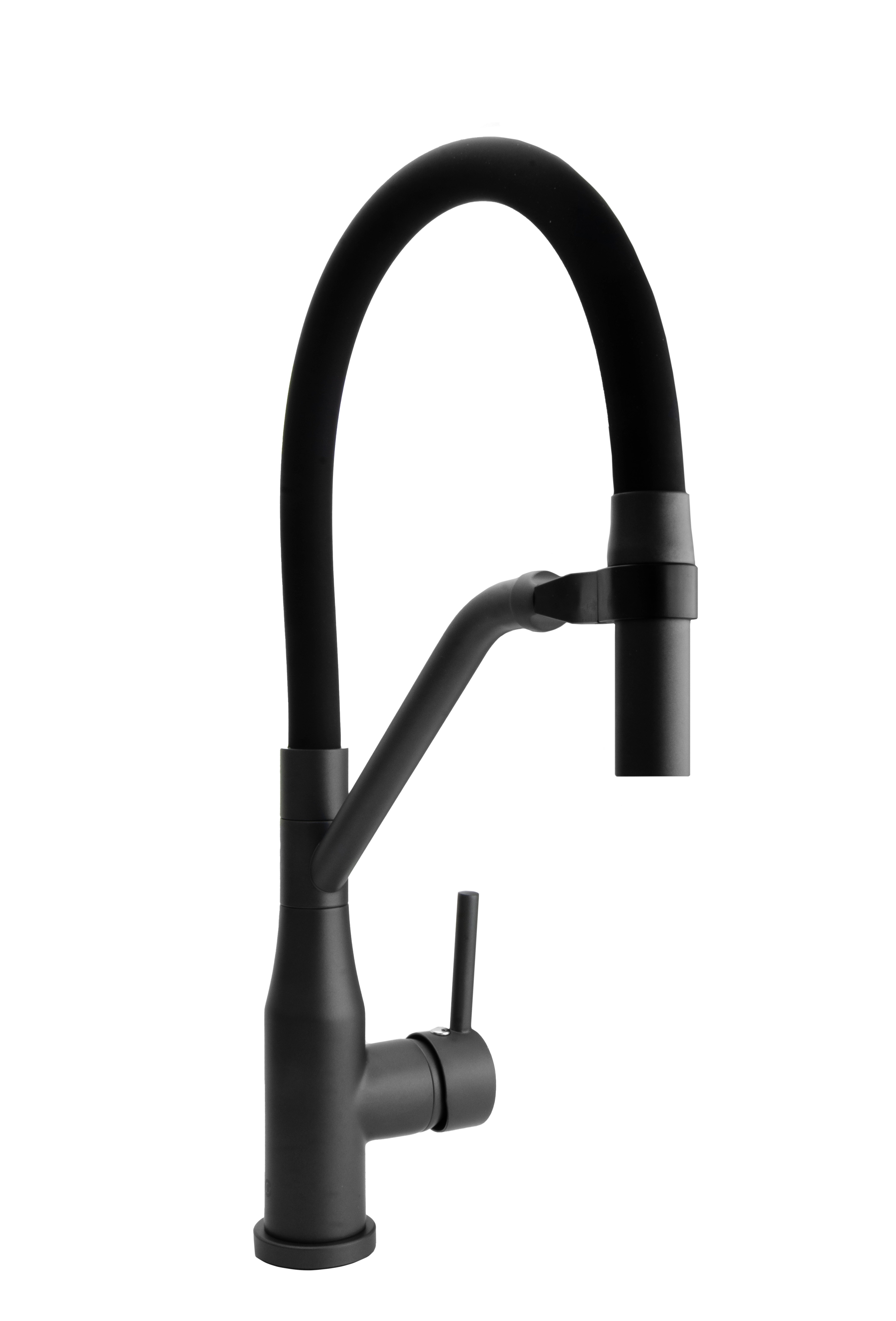 Смеситель Кухня SANTREK AQUA-1022 "PRESTIGE" (SAP-1022)  шар. d-35 с гибким силиконовым изливом (оруж сталь/черн) 
