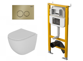  DS1391622 Комплект D&K Matrix  Унитаз DT1396016 бел. +Клавиша смыва DB1529007, мат золото + Инсталляция DI8050127