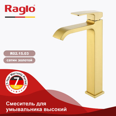 R02.15.03 Смеситель высокий для умывальника RAGLO (золотой сатин)