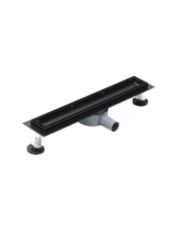 Линейный душевой трап SANTREK AQUA  B-70500 BLACK нерж 70*500мм (горизонт выпуск 360 гр, ф40) (решетка щелевая, под плитку) сухой затвор и гидрозатвор