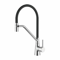 4397-2 Смеситель Кухня LEDEME с силиконовым изливом (черный/хром)