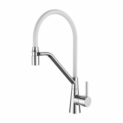 4397-3 Смеситель Кухня LEDEME с силиконовым изливом (белый/хром)