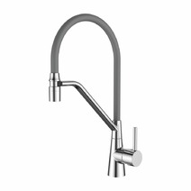 4397-9 Смеситель Кухня LEDEME с силиконовым изливом (серый/хром)