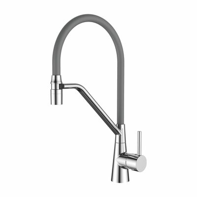 4397-9 Смеситель Кухня LEDEME с силиконовым изливом (серый/хром)