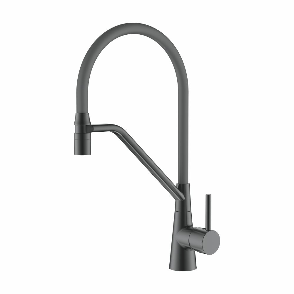 4397D-12 Смеситель Кухня LEDEME с силиконовым изливом (оруж сталь)