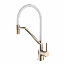 4397Y-3 Смеситель Кухня LEDEME с силиконовым изливом (белый/золтой сатин)