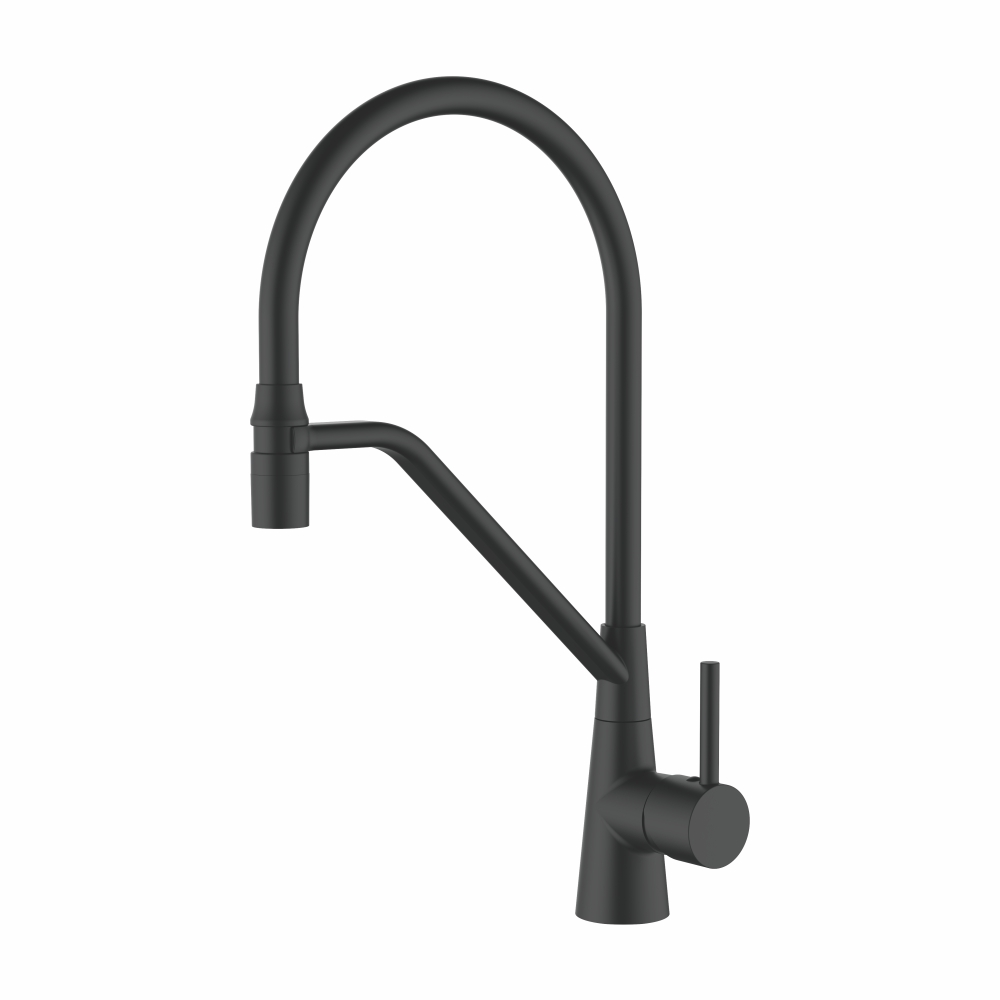 4897B-2 Смеситель Кухня LEDEME с выходом для питьевой воды, с силиконовым изливом (черный)