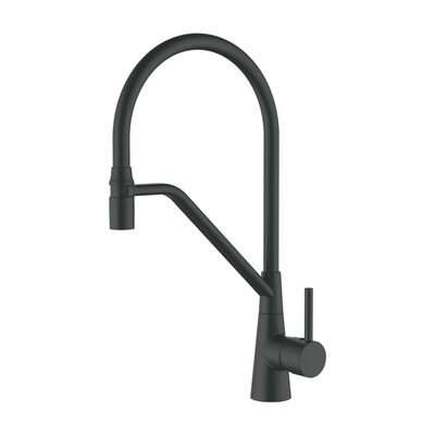 4897B-2 Смеситель Кухня LEDEME с выходом для питьевой воды, с силиконовым изливом (черный)