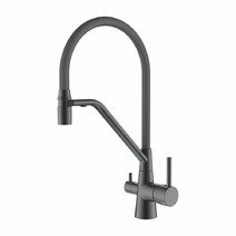 4897D-12 Смеситель Кухня LEDEME с выходом для питьевой воды, с силиконовым изливом (оруж сталь)