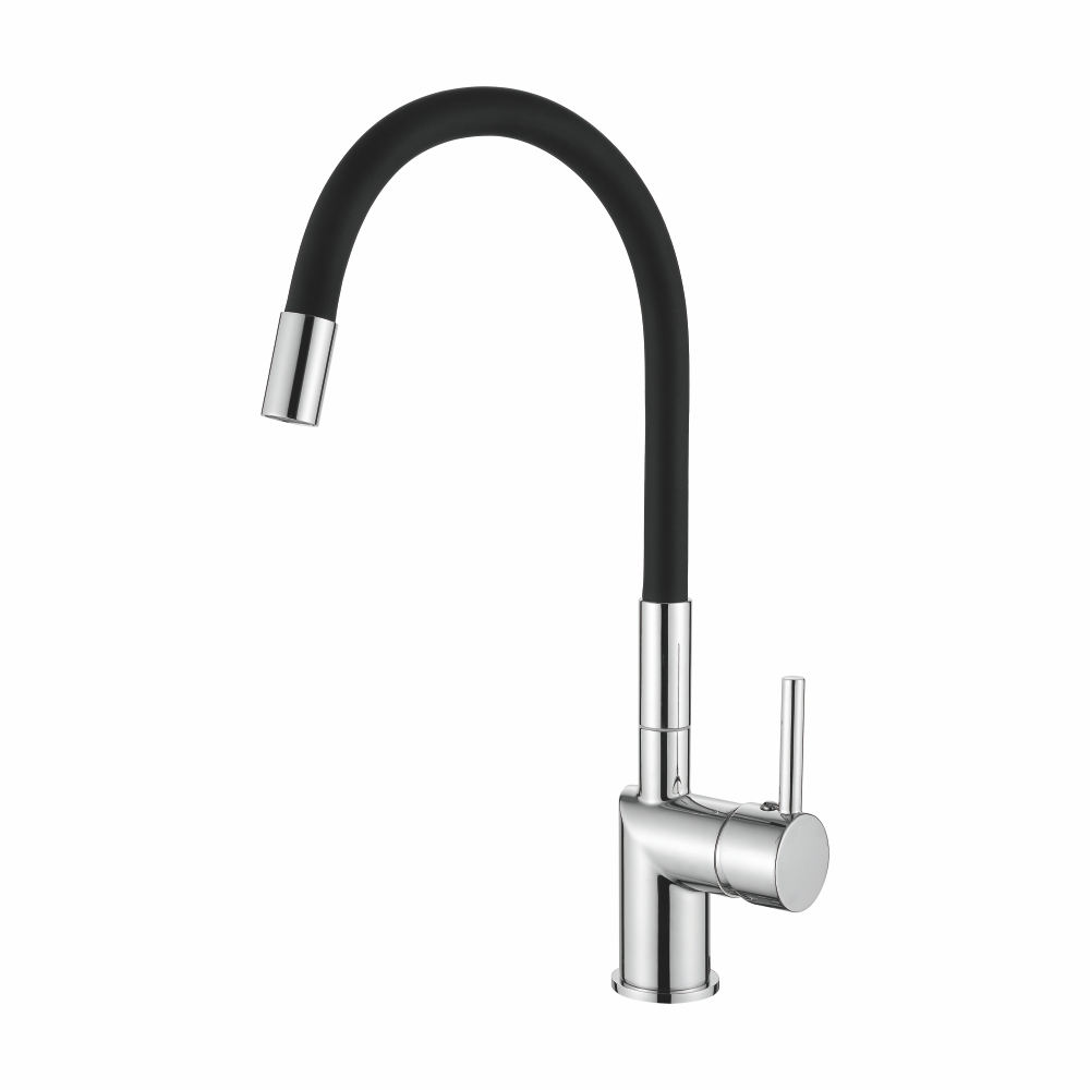 84755-2 Смеситель Кухня LOFFREY с силиконовым изливом (черный/хром)