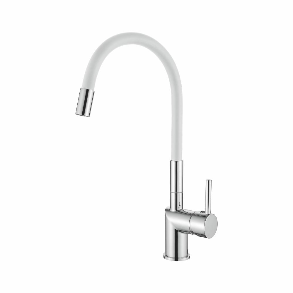 84755-3 Смеситель Кухня LOFFREY с силиконовым изливом (белый/хром)