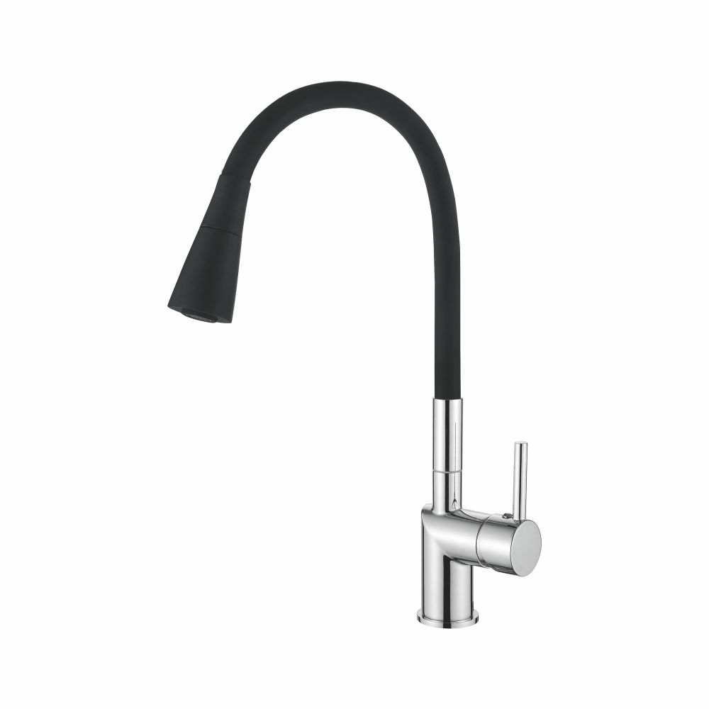 84755-82 Смеситель Кухня LOFFREY с силиконовым изливом (черный/хром)