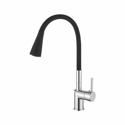 84755-82 Смеситель Кухня LOFFREY с силиконовым изливом (черный/хром)