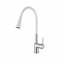 84755-83 Смеситель Кухня LOFFREY с силиконовым изливом (белый/хром)