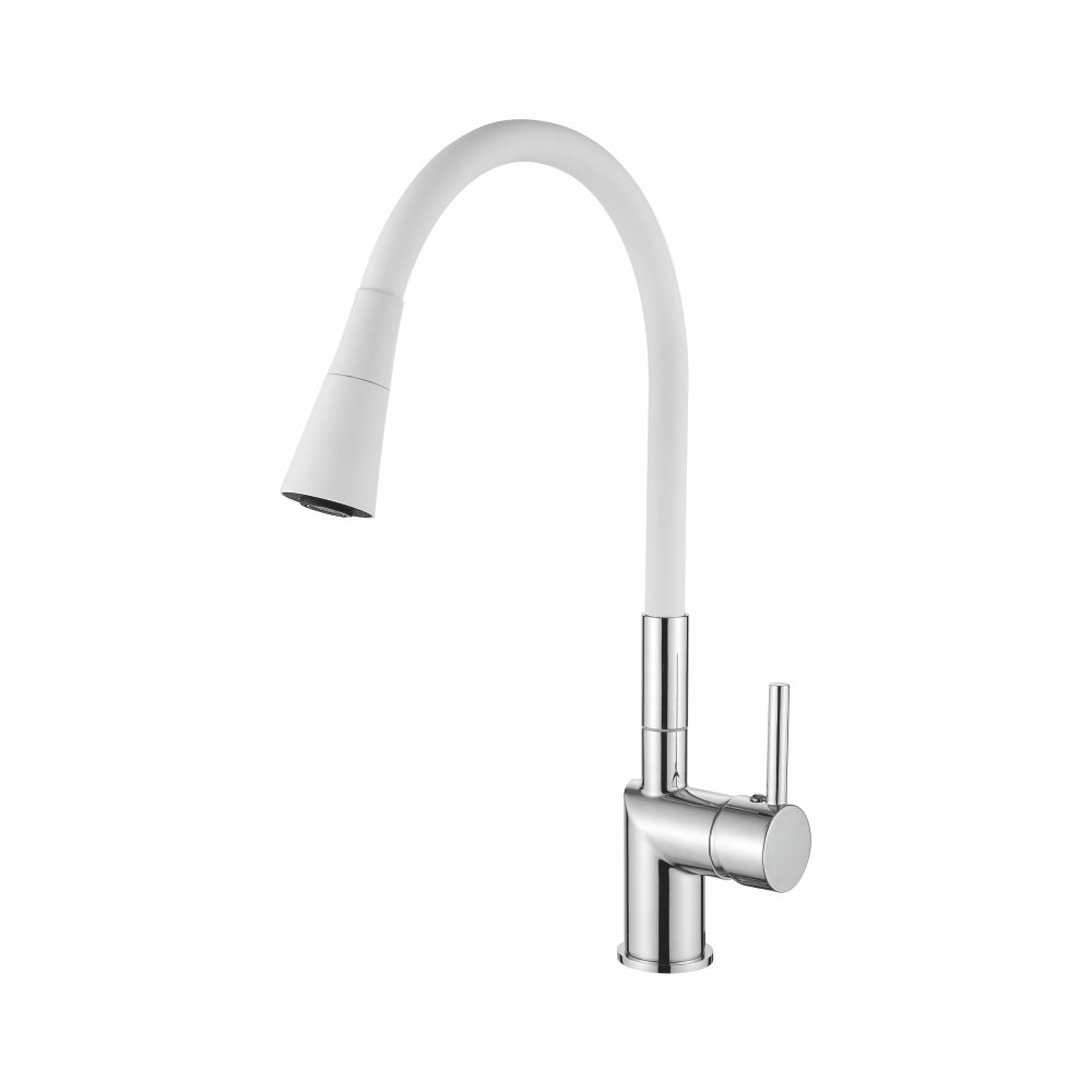 84755-83 Смеситель Кухня LOFFREY с силиконовым изливом (белый/хром)