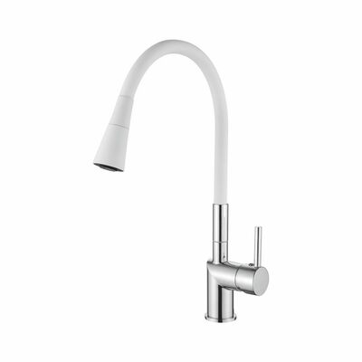 84755-83 Смеситель Кухня LOFFREY с силиконовым изливом (белый/хром)