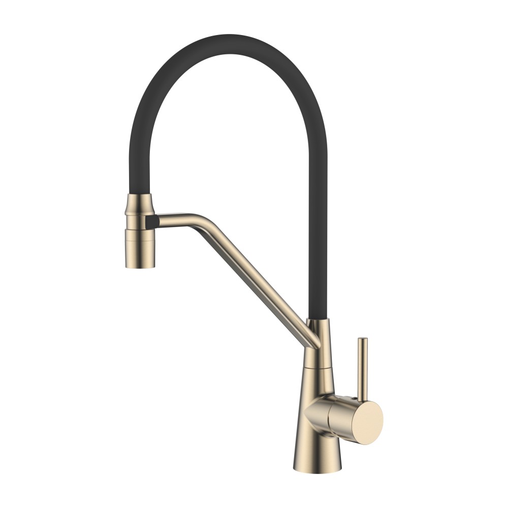 4397Y-2 Смеситель Кухня LEDEME с силиконовым изливом (черный/золтой сатин)