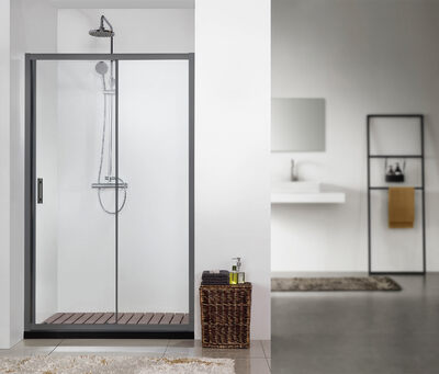 Душевое ограждение SANTREK AQUA Time- DF-1400-C-Matt Black 1400*1950 Прямое стекло Прозр 6 мм, профиль Черный