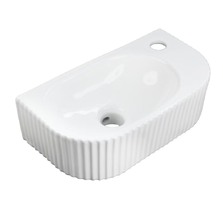 Раковина подвесная HOLLER K-6427L ЛЕВАЯ (400*220*120мм), белая (+ крепеж)