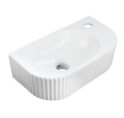 Раковина подвесная HOLLER K-6427L ЛЕВАЯ (400*220*120мм), белая (+ крепеж)