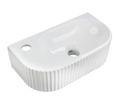 Раковина подвесная HOLLER K-6427R ПРАВАЯ (400*220*120мм), белая (+ крепеж)