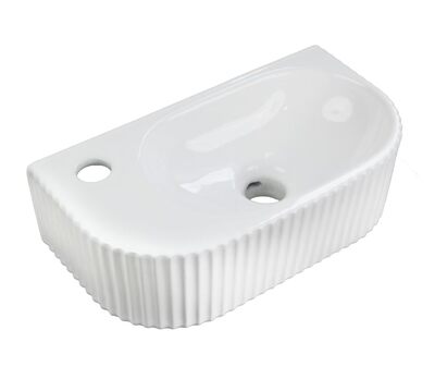 Раковина подвесная HOLLER K-6427R ПРАВАЯ (400*220*120мм), белая (+ крепеж)