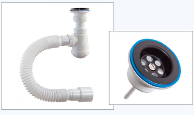 А-3202-Ч Сифон бутылочный ОРИО 1 1/4" х 40 с гибкой трубой 40-40/50 черная решетка