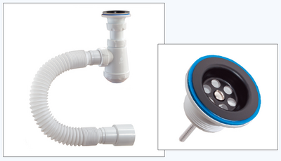 М-32020-Ч Сифон бутылочный ОРИО 1 1/4" х 32 "ЧИК - ум. бут" , с гиб трубой 32х40/50 дл.650 черный