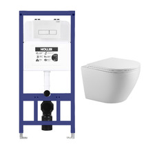 Инсталляция HOLLER MQ102 (комплект 3 в 1) + Унитаз подвесной безободковый HOLLER POINT T, белый + Клавиша смыва HOLLER GWH, белый