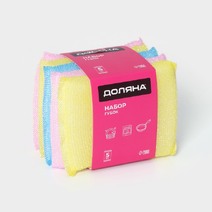 Губки для посуды Доляна, 5 шт., для деликатной уборки, 12*8.5*1 см, МИКС 9713753