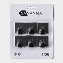 Крючки самоклеящиеся SAVANNA Black Loft, 6 шт., металл, 3.5*3.8*1.8 см, чёрные 9936815