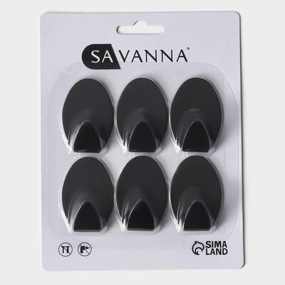 Крючки самоклеящиеся SAVANNA Black Loft, 6 шт., металл, 1.9*5.3*3.5 см, чёрные 9936814