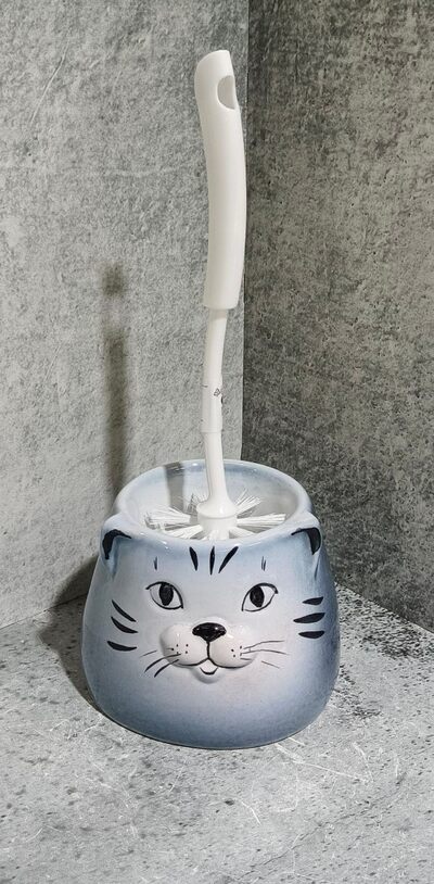 Подставка под ёрш (+ ершик) "Кошка серая" МИНИ Подставка под ёрш (+ ершик) "Кошка серая" МИНИ