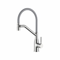 4798A-9 Смеситель Кухня LEDEME с силиконовым изливом МАКСИ (сатин/серый)