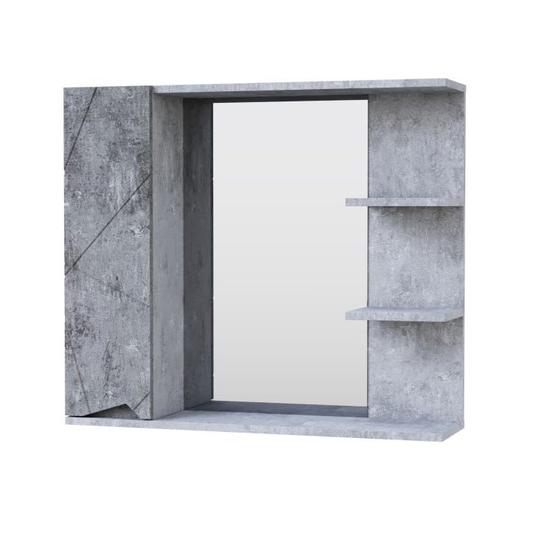 Зеркало-шкаф SANTREK HOME "Джой-80" (Бетон светлый) Левый 820х700х175